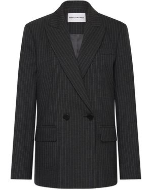 Rebecca Vallance Harri Pinstripe Double-Breasted Blazer - Black