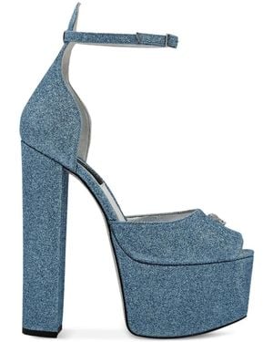 Philipp Plein Glitter Platform Court Shoes - Blue