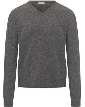 Malo Pullover mit V-Ausschnitt - Grau