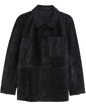 Yves Salomon Button-Fastening Suede Jacket - Black