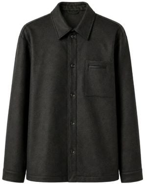 RETORI Wattierte Flanellhemdjacke - Schwarz