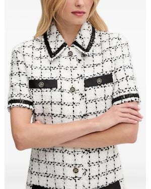 Karl Lagerfeld Checked Tweed Mini Shirt Dress - Grey