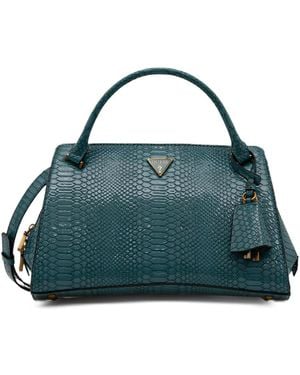 Guess Crocodile-Effect Satchel - Blue