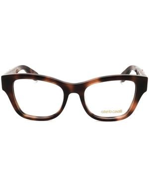 Roberto Cavalli Tortoiseshell-Effect Square-Frame Glasses - Black