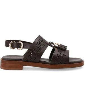 Frau Tassel-Detail Perforated Sandals - White