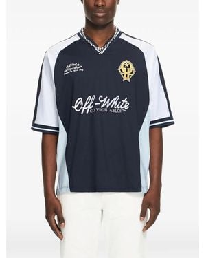Off-White c/o Virgil Abloh Royal Team Soccer V-Neck T-Shirt - Blue