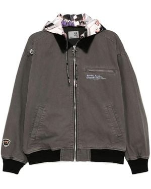 Aape By A Bathing Ape Logo-Graffiti-Print Hooded Jacket - Grey