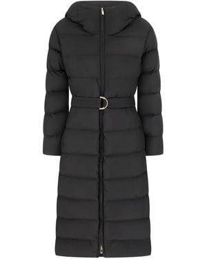 Max Mara Belted Hooded Puffer Jacket - Black