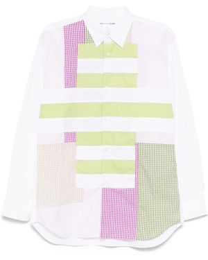 Comme des Garçons Striped And Gingham Patchwork Shirt - White