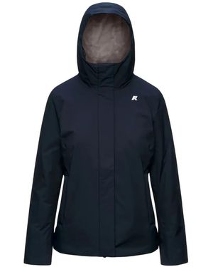 K-Way Hooded Logo-Patch Jacket - Blue