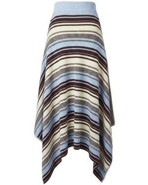 Monse Striped Handkerchief-Hem Midi Skirt - Blue