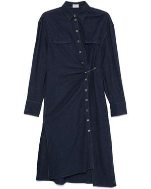 Sonia Rykiel Indigo Cotton Flannel Midi Shirt Dress - Blue