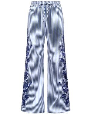 Maliparmi Striped Embroidered Trousers - Blue