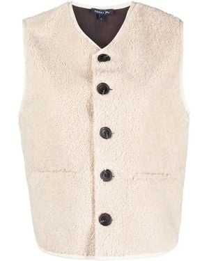 Soeur V-Neck Faux-Shearling Vest - Natural