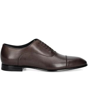BOSS Leather Lace-Up Oxford Shoes - Brown