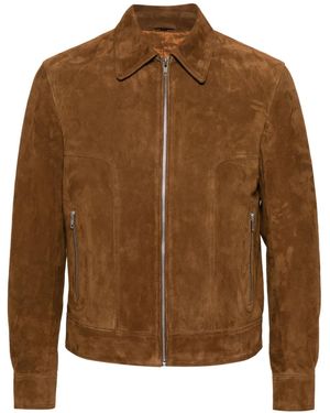 Fursac Long-sleeve Suede Jacket - Brown