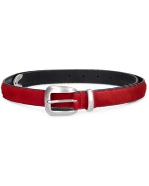 MOLEBO Pony-Hair-Effect Leather Belt - Red