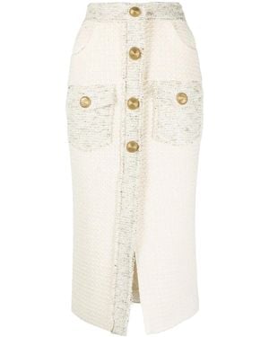 Balmain ボタンディテール ペンシルスカート - ホワイト