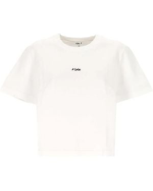 Lois Cherry Logo-Print Cropped T-Shirt - White