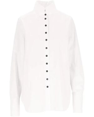 Barena Alvina High-Neck Button-Down Shirt - White