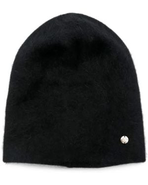 Coccinelle Logo-Plaque Brushed-Finish Beanie Hat - Black