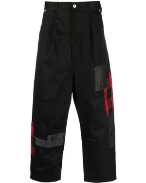 Comme des Garçons パッチワーク クロップドジーンズ - ブラック
