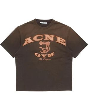 Acne Studios Logo-Appliqué T-Shirt - Brown