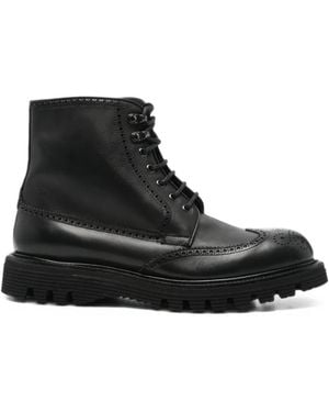 Fratelli Rossetti Brogue-Detail Lace-Up Boots - Black