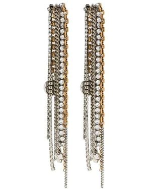 McQueen Pendientes De Cadena Con Cristales - Blanco