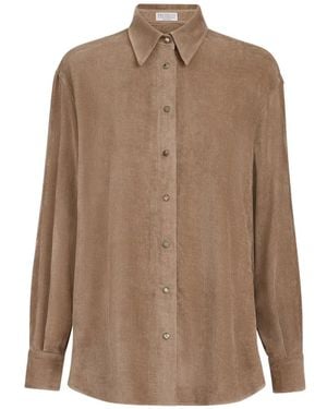 Brunello Cucinelli Button-Down Corduroy Shirt - Brown