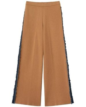 Twinset Knit Trousers With Denim Trim - Brown