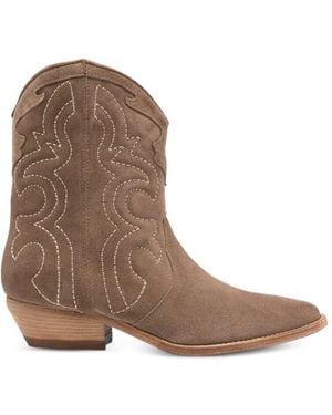 Julie Dee Botas Cowboy Bordadas - Marrón