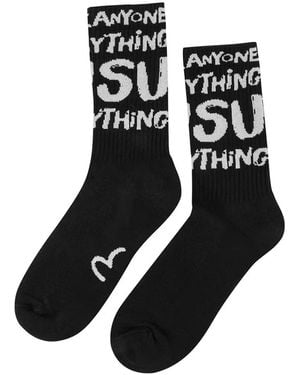 Evisu Slogan-Jacquard Socks - Black