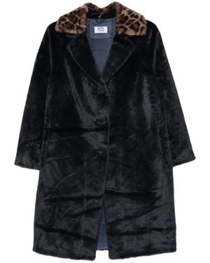 Betta Corradi Leopard-Print Collar Faux-Fur Coat - Blue