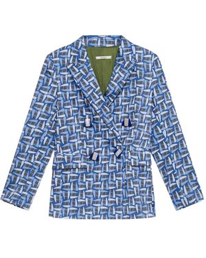 Maliparmi Geometric-Print Double-Breasted Blazer - Blue