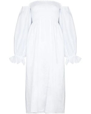 Sleeper Atlanta Linen Midi Dress - White