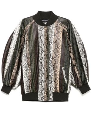 Cynthia Rowley Veste Bomber Vegan À Effet Peau De Serpent - Noir