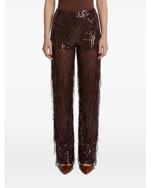 FEDERICA TOSI Sequin-Embellished High-Waisted Trousers - Brown