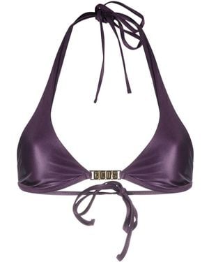 Gcds Logo-Plaque Halterneck Bikini Top - Purple