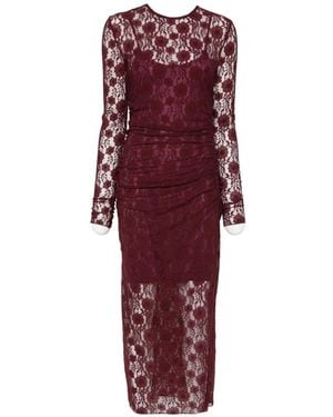 Aniye By Ruched Lace Dress - Red