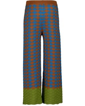 La DoubleJ Lounge Printed Palazzo Trousers - Blue