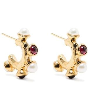 Alighieri 24K The Nocturnal Garnet And Pearl Earrings - Metallic
