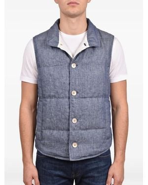 Brunello Cucinelli Quilted Button-Down Vest - Blue