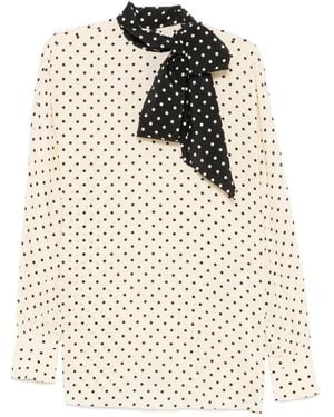 Valentino Garavani Polka-Dot Pussy-Bow Blouse - White