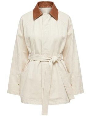 OSSOU Sweep Belted Jacket - White