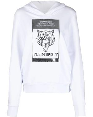 Philipp Plein Metallic Logo-Print Hoodie - White
