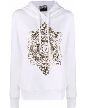 Versace Jeans Couture V-Emblem Cotton Hoodie - White