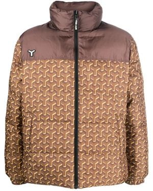 YES I AM Geometric-Print Reversible Padded Jacket - Brown