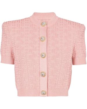 Balmain Pbインターシャ カーディガン - ピンク