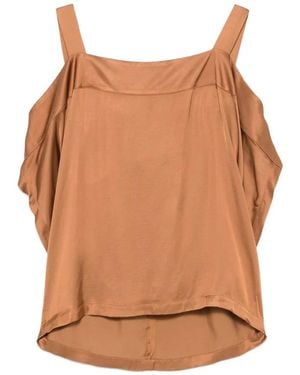 Collection Privée Satik Cold-Shoulder Satin Top - Brown